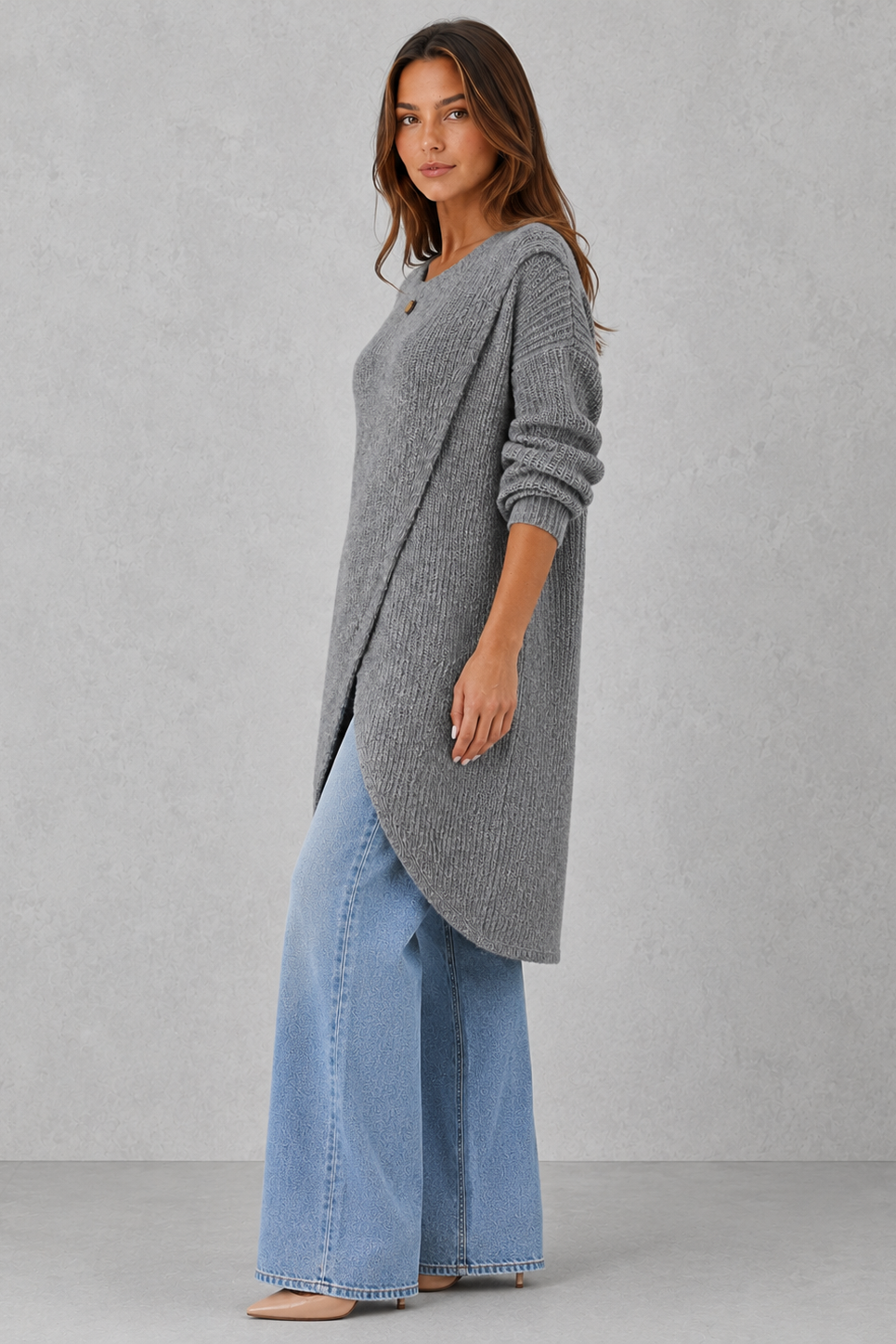 Women’s Draped Neck Knit Jumper for Casual & Everyday Wear