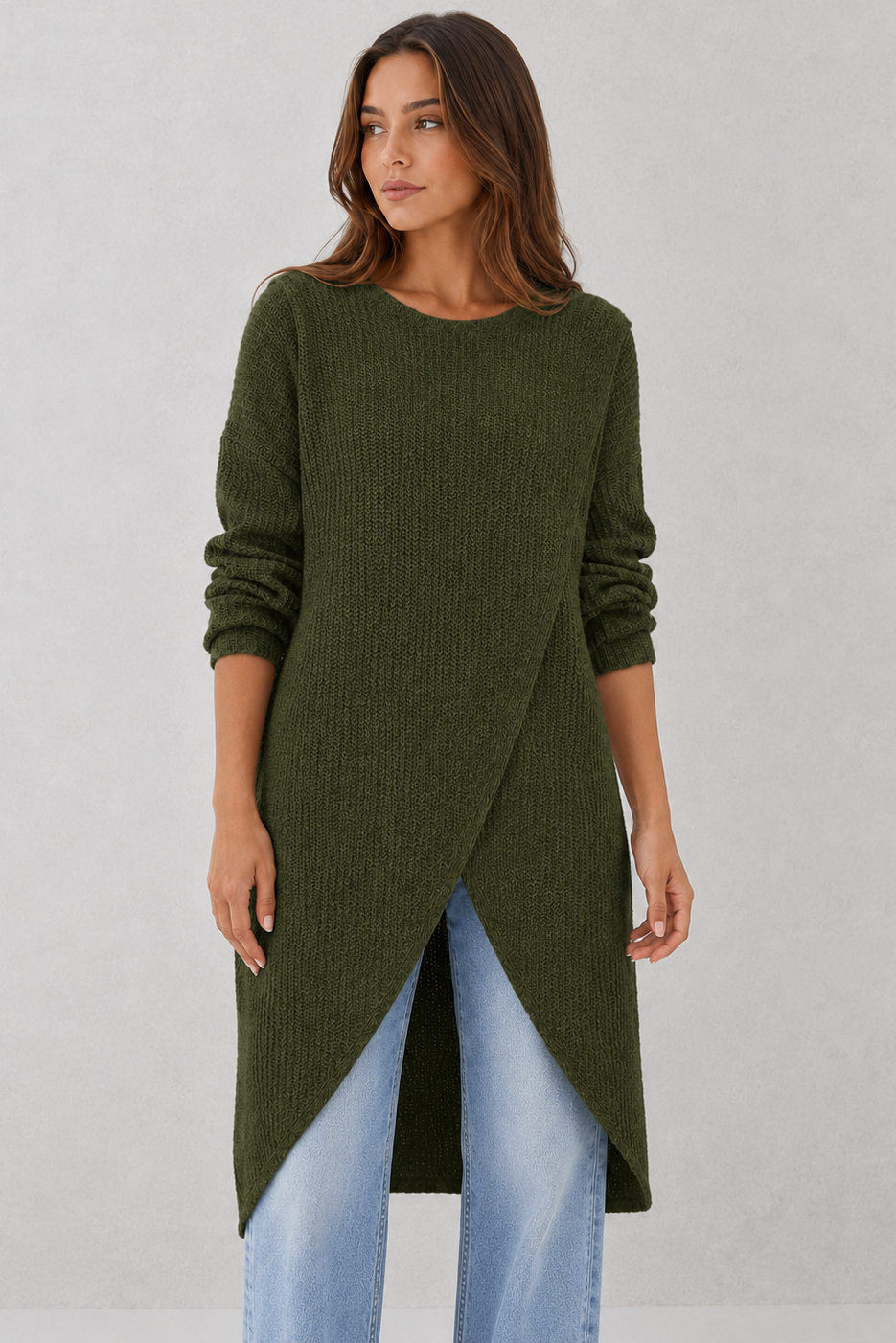 Women’s Draped Neck Knit Jumper for Casual & Everyday Wear