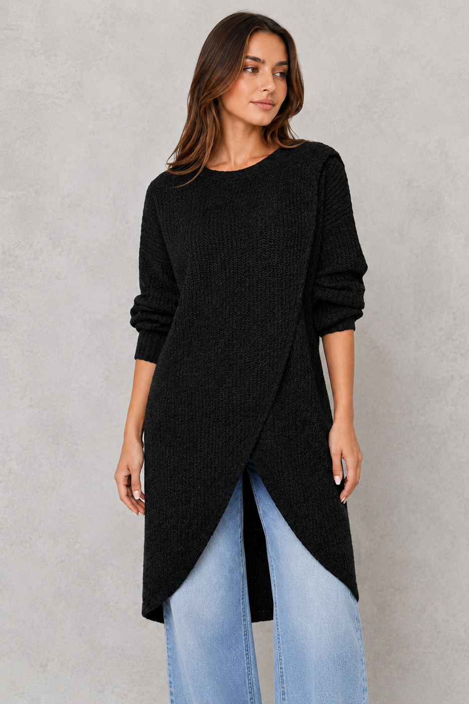 Women’s Draped Neck Knit Jumper for Casual & Everyday Wear