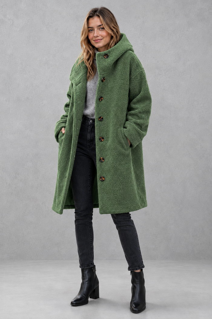 Women’s Elegant Button Coat – Relaxed Fit Autumn & Winter Jacket