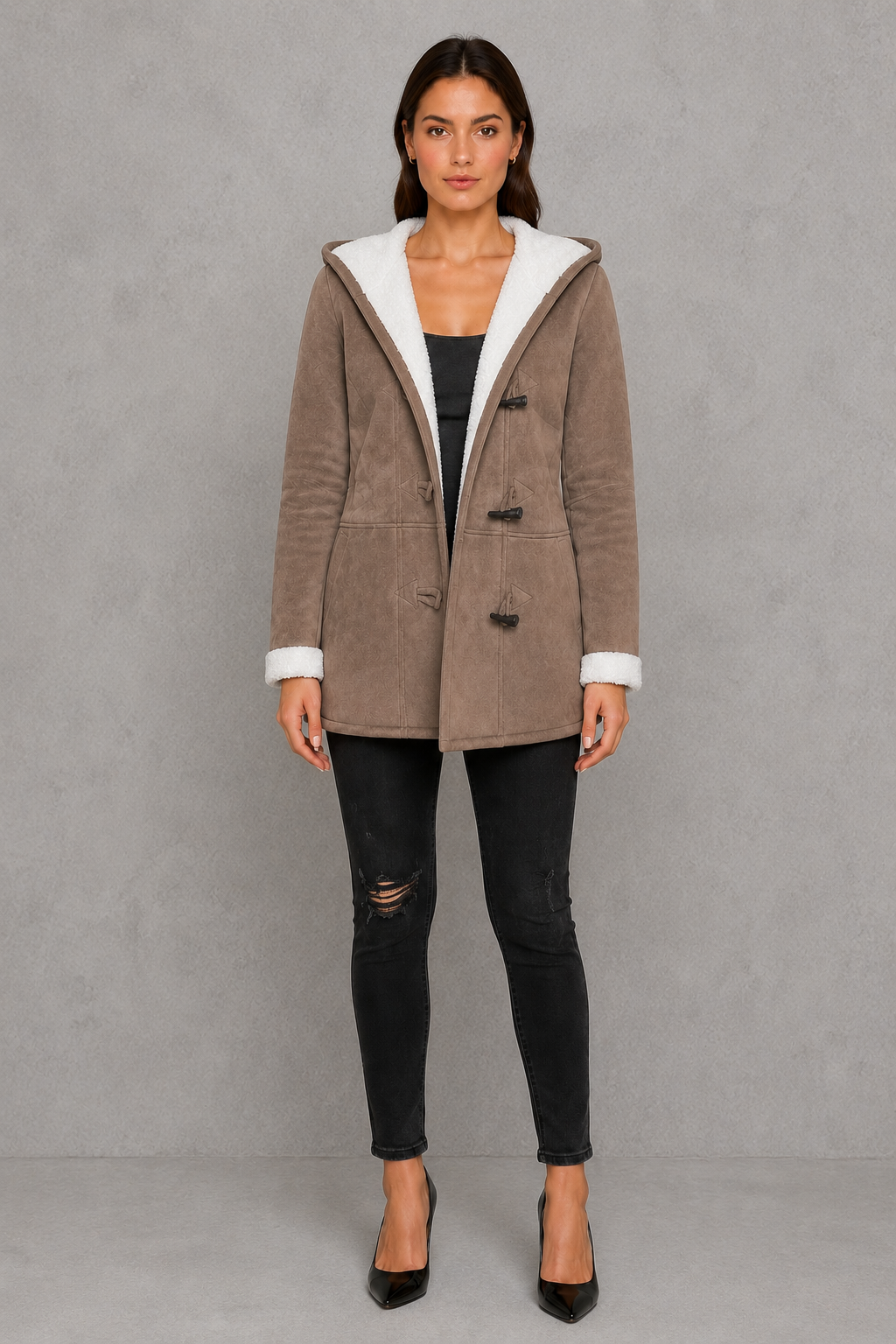 Women’s Fleece-Lined Toggle Coat – Warm Hooded Winter Jacket