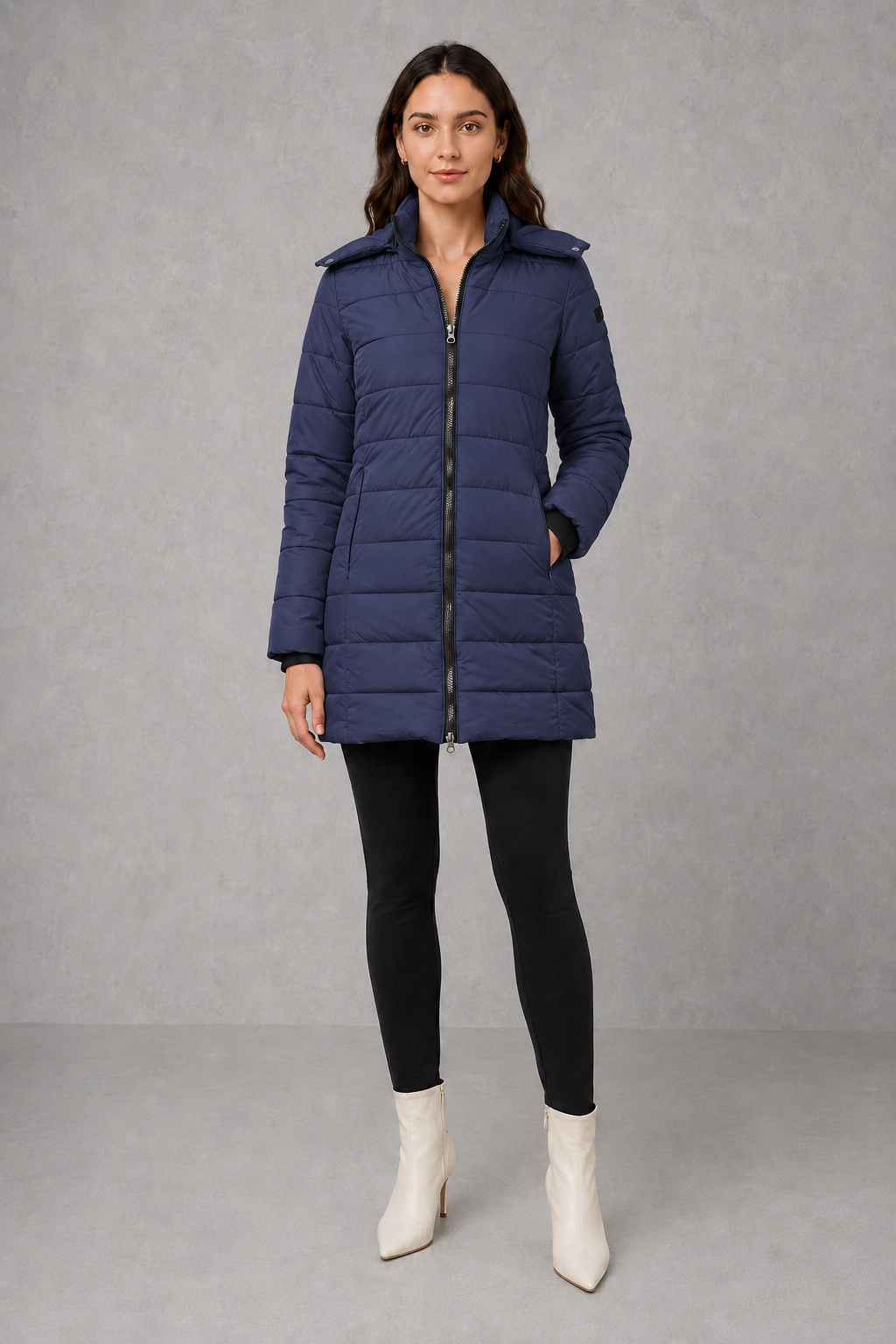 Women’s Insulated Hooded Coat – Lightweight Padded Zip-Up Winter Jacket