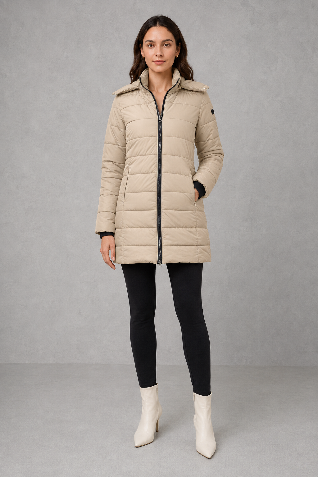 Women’s Insulated Hooded Coat – Lightweight Padded Zip-Up Winter Jacket