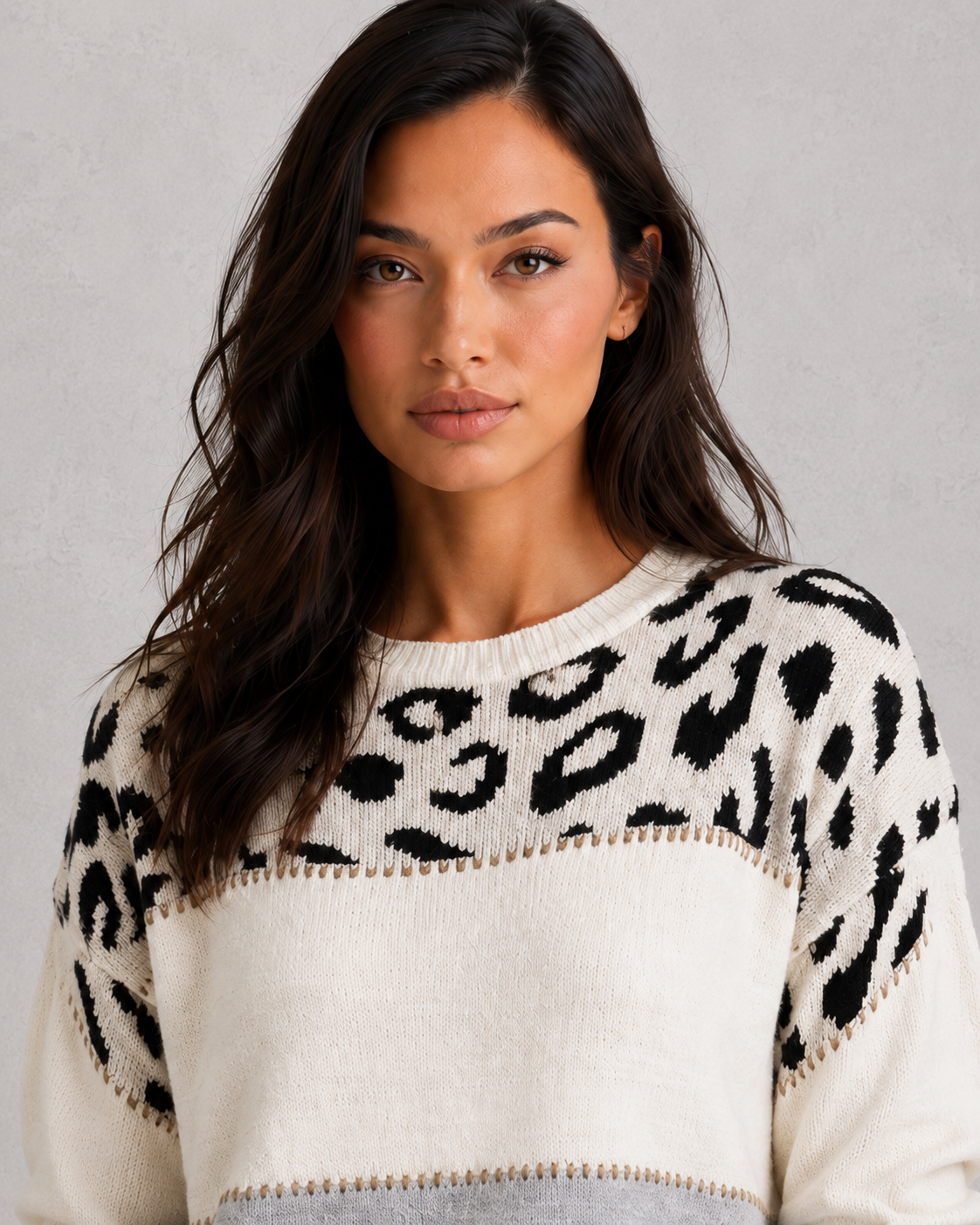 Women’s Mixed Pattern Knit Jumper for Casual & Everyday Wear