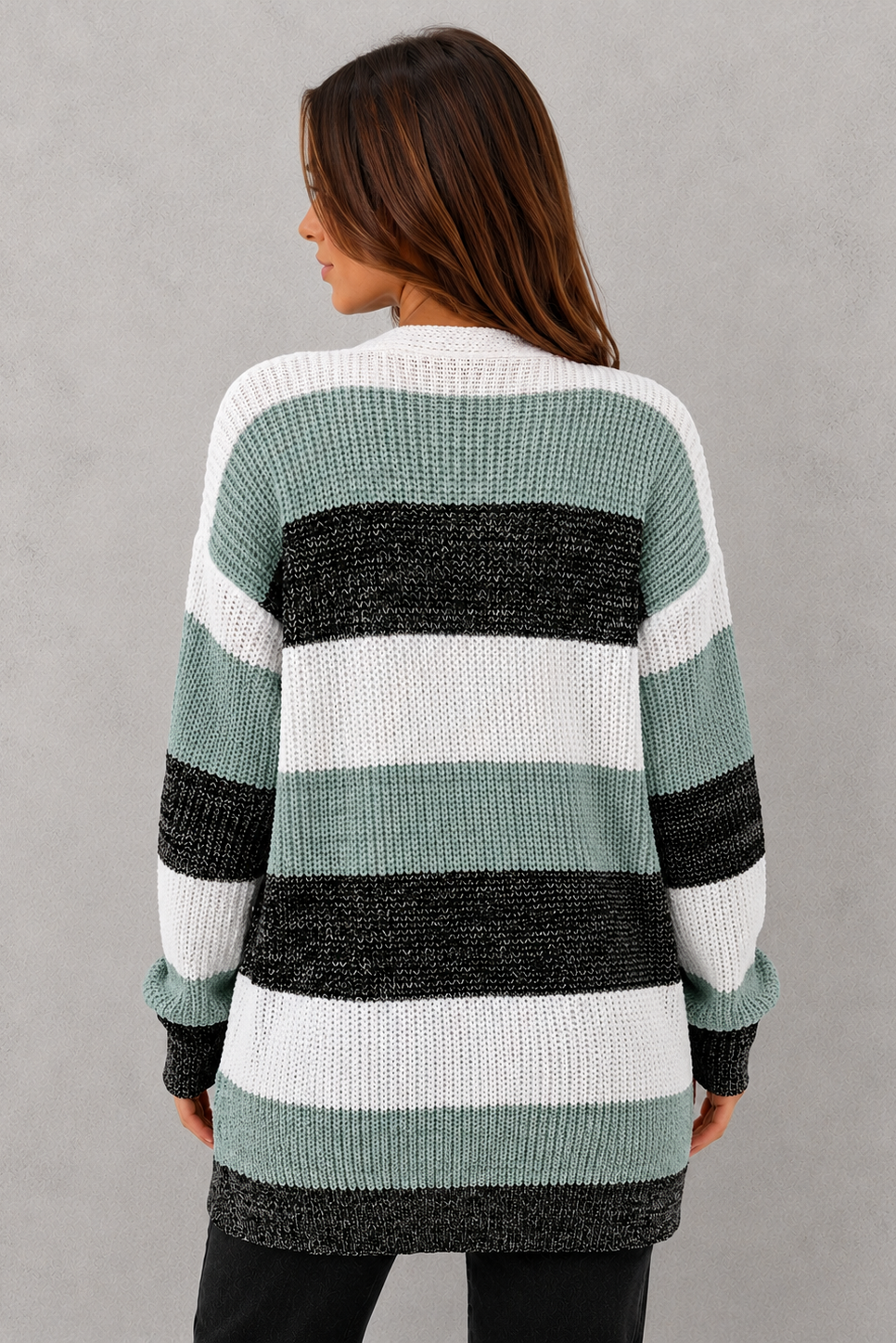 Edith | Stribet Cardigan i Farveblok