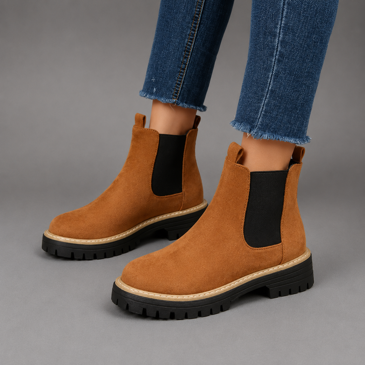 Women’s Round Toe Block Heel Chelsea Boots – Comfortable Everyday Ankle Shoes