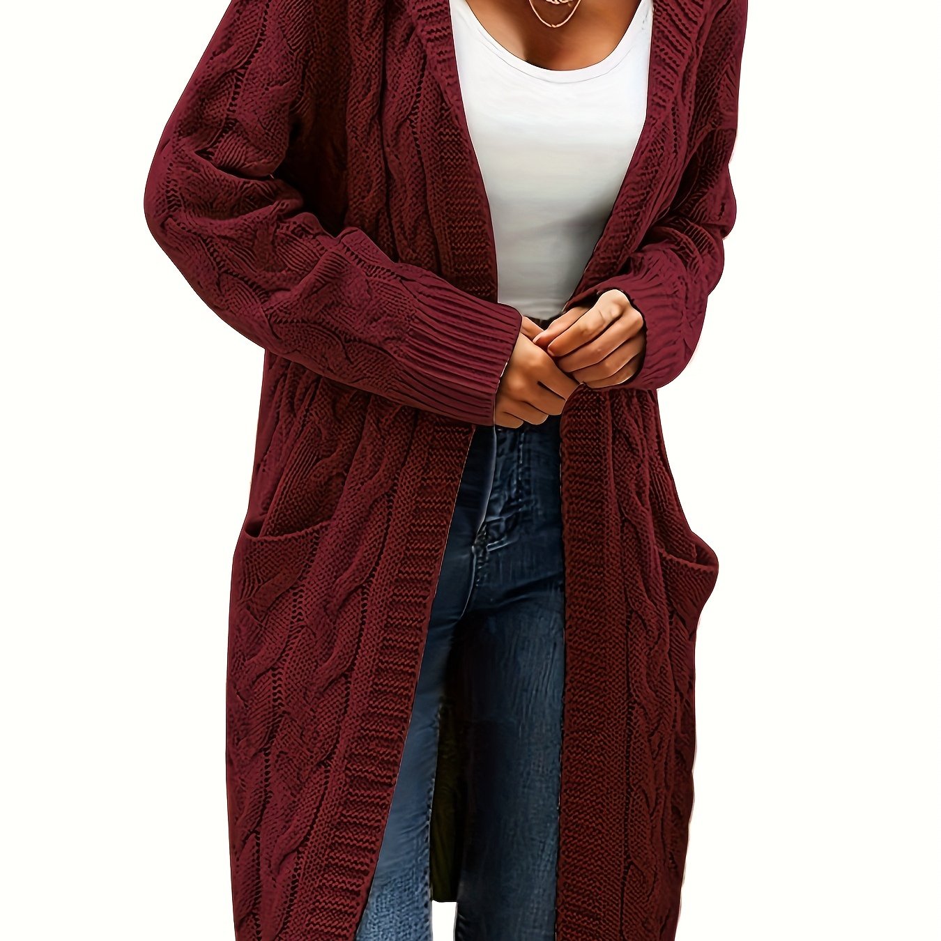 Women's Knit Oversized Open-Front Cardigan