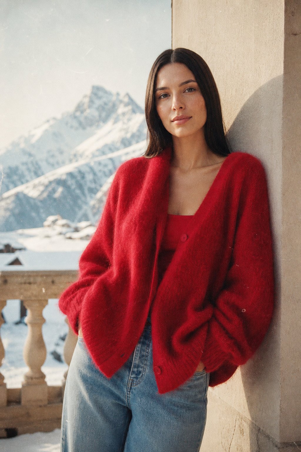 Women's Wool Knit V-Neck Long Sleeve Cardigan Sweater