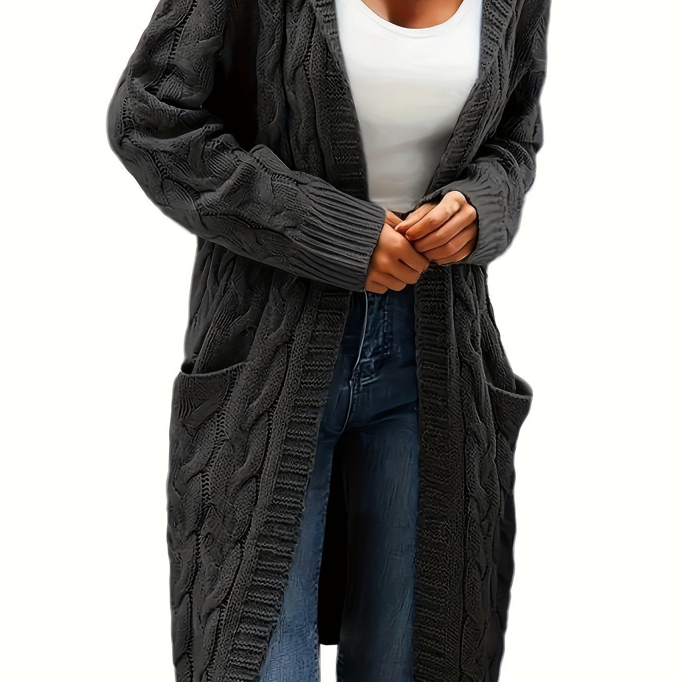 Women's Knit Oversized Open-Front Cardigan