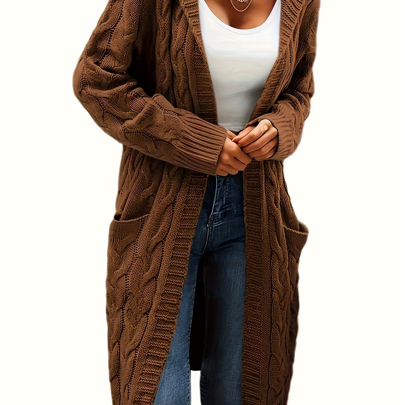 Women's Knit Oversized Open-Front Cardigan