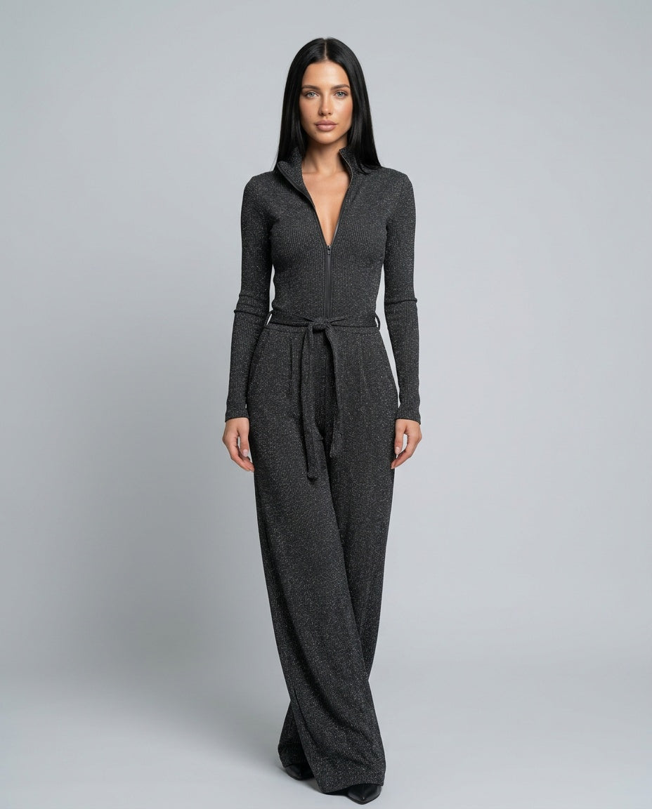 Aurora | Ribstrikket Jumpsuit med Lynlås