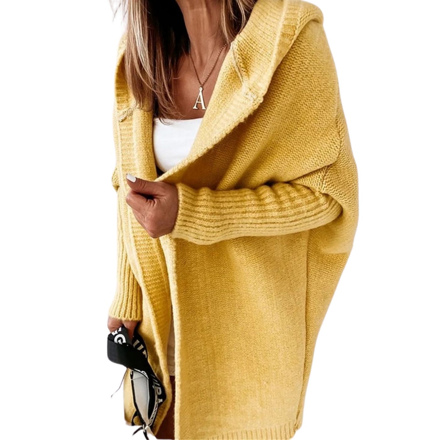 Women's Hooded Knit Cardigan Sweater Long Sleeve Open Front