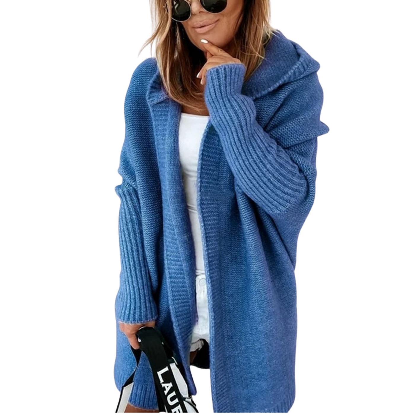 Women's Hooded Knit Cardigan Sweater Long Sleeve Open Front