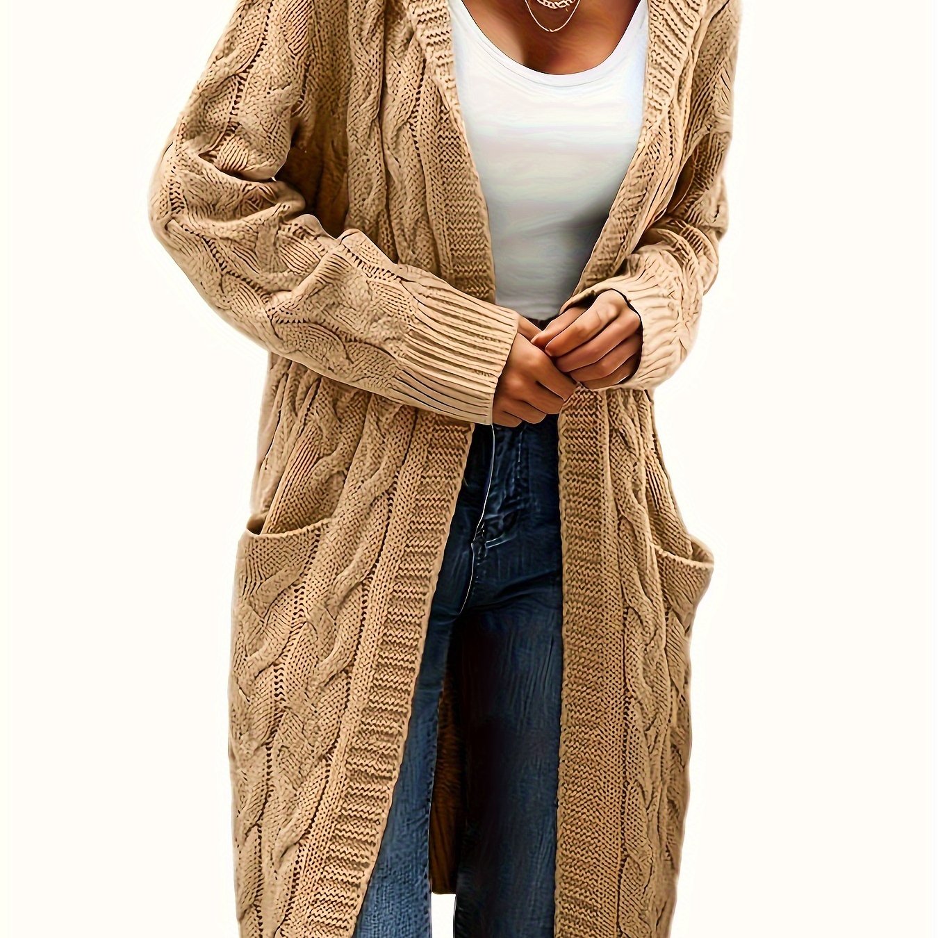 Women's Knit Oversized Open-Front Cardigan