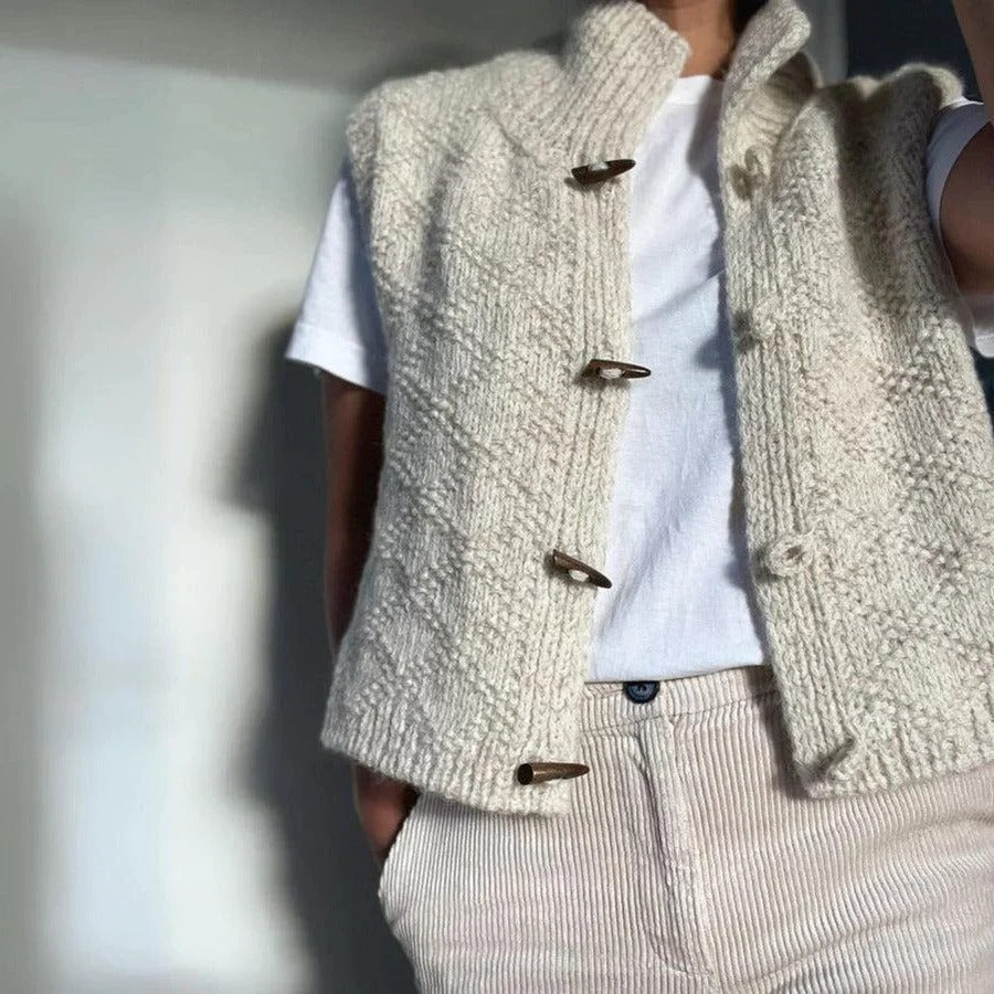 Women's Wool Mix Knit Vest Gilet Cardigan