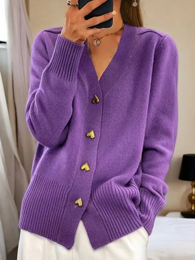 Women's Cardigan Sweater Knit V Neck Long Sleeve Jumper