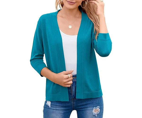 Women's Open Front Knit Cardigan Sweater Merino Wool Top