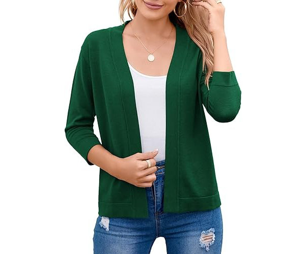 Women's Open Front Knit Cardigan Sweater Merino Wool Top