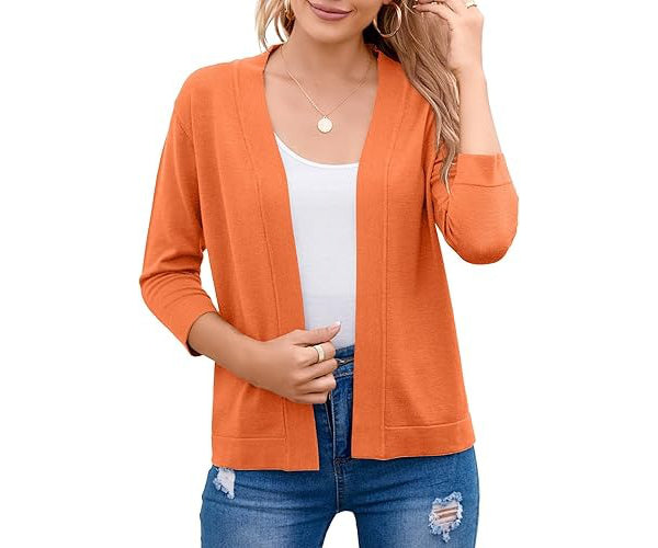 Women's Open Front Knit Cardigan Sweater Merino Wool Top