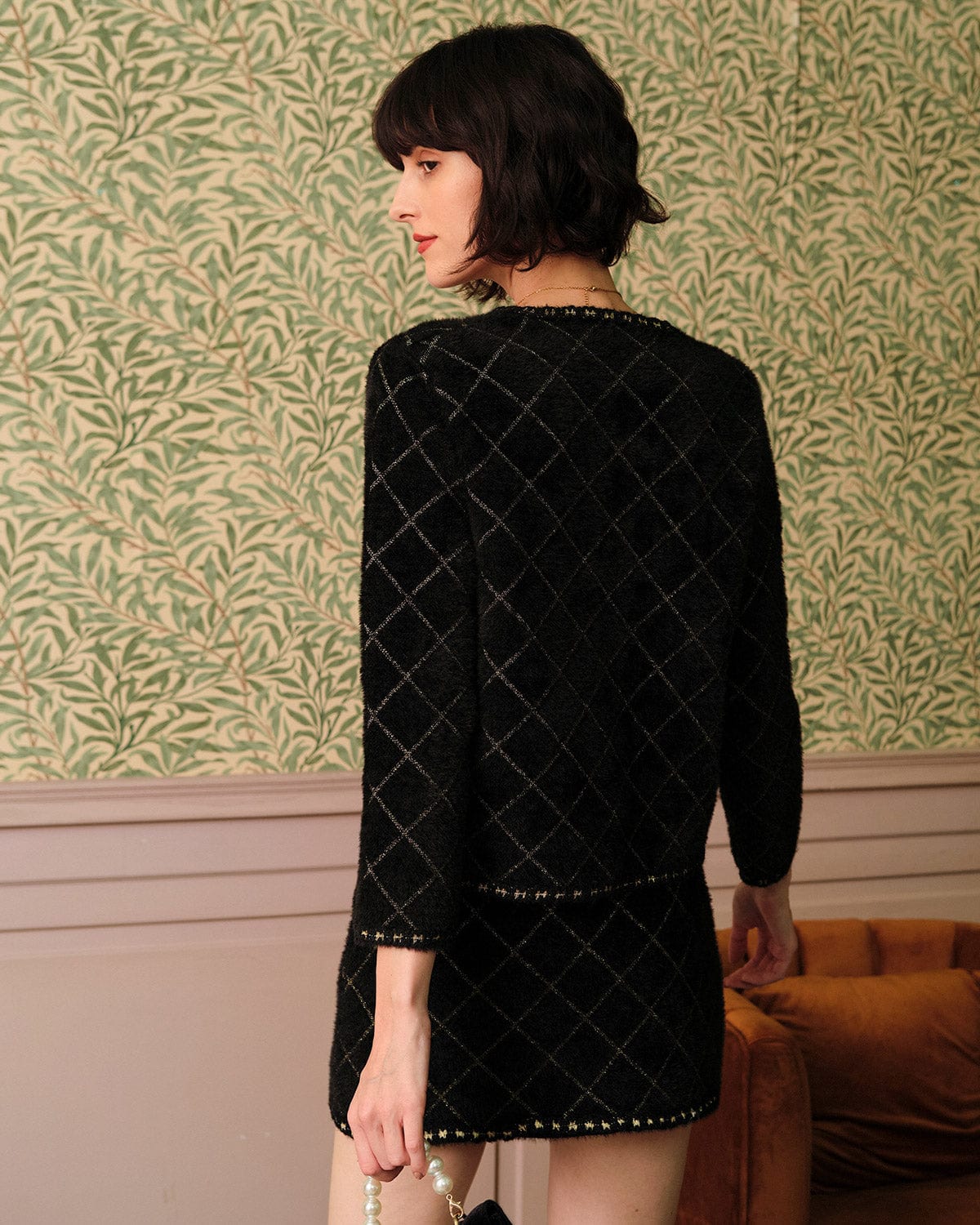 Freya | Argyle Knit Cardigan & Mini Skirt Set