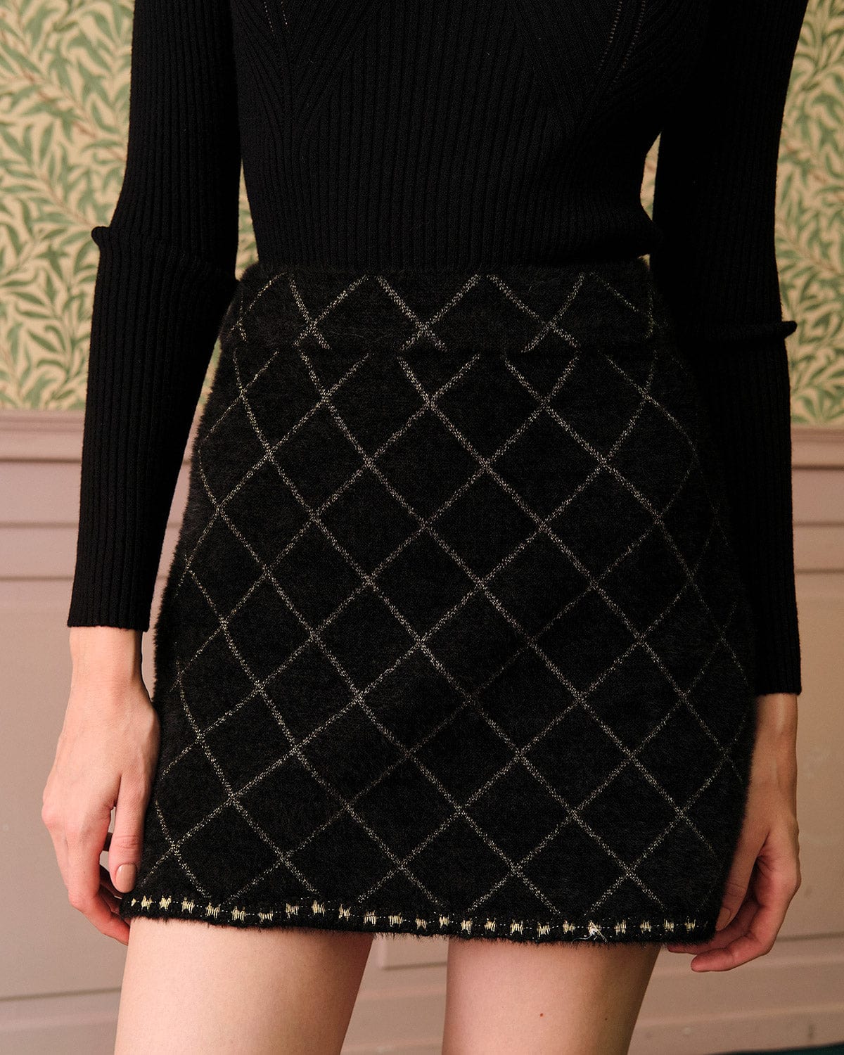 Freya | Argyle Knit Cardigan & Mini Skirt Set