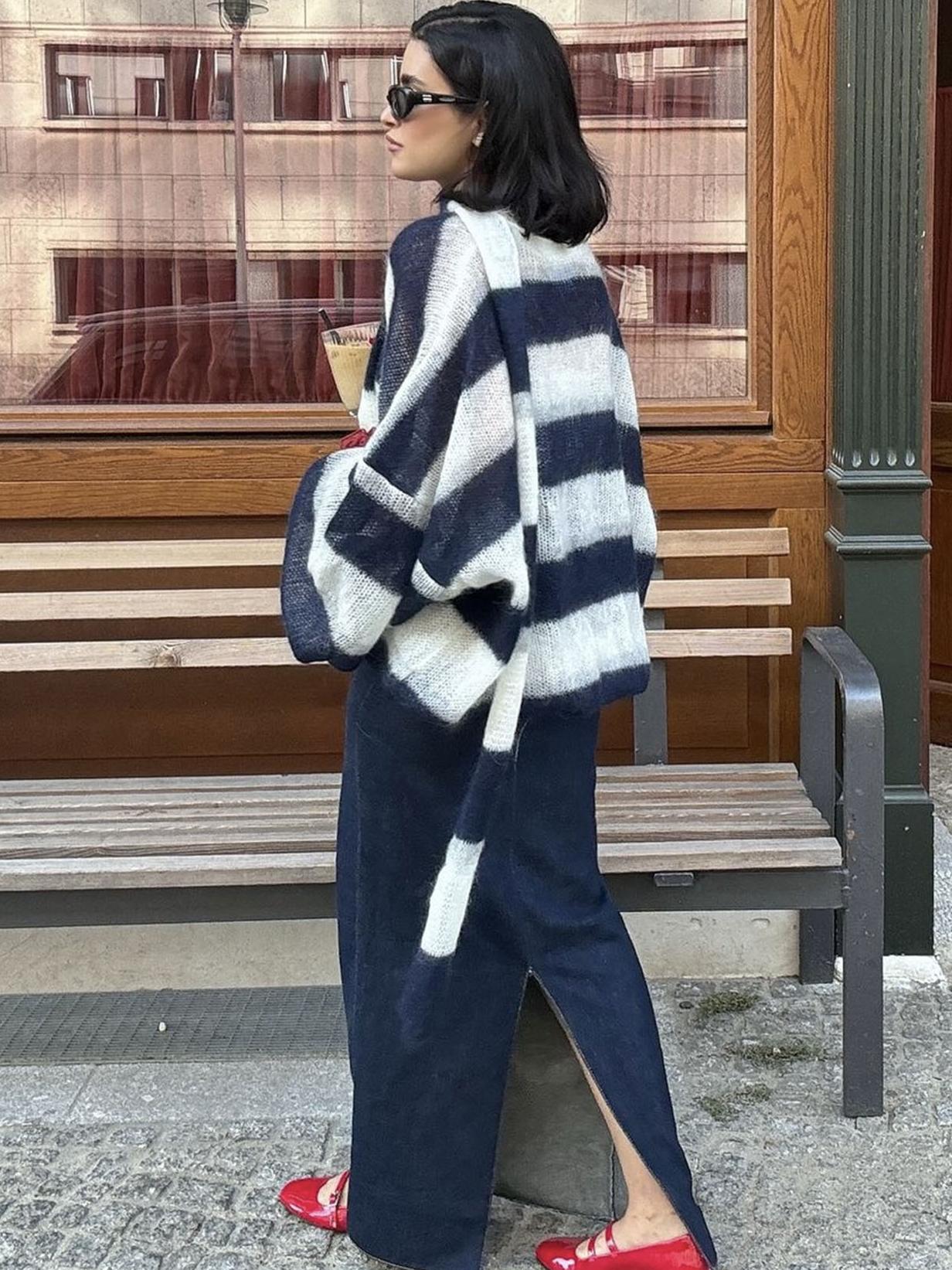 Christel Loose Striped Cardigan