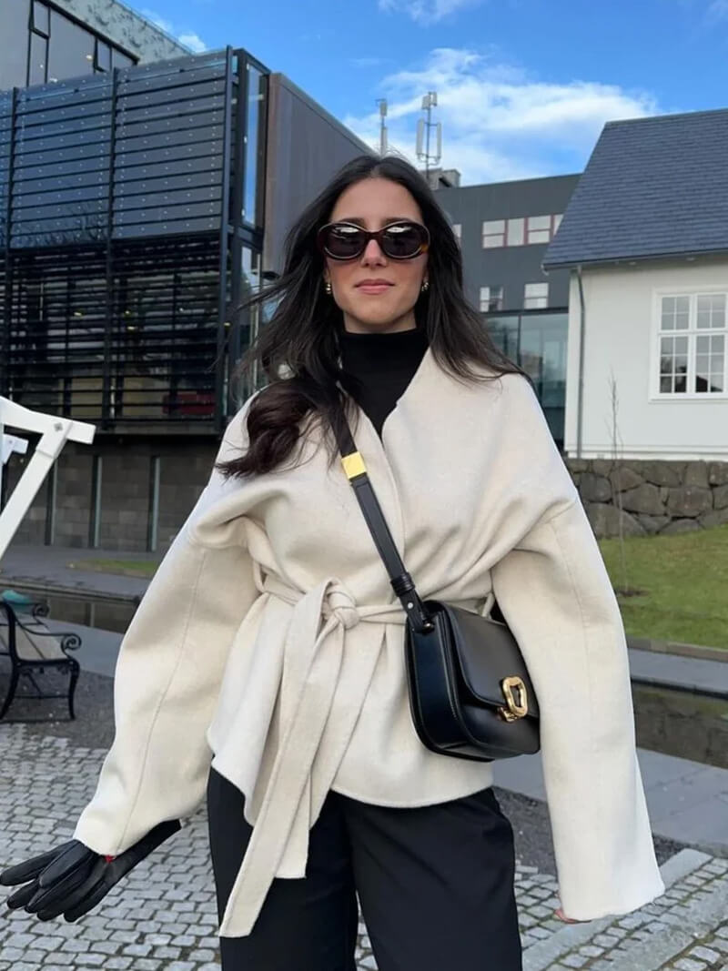 Rebekka | Slå-om Cardigan med Bindebælte