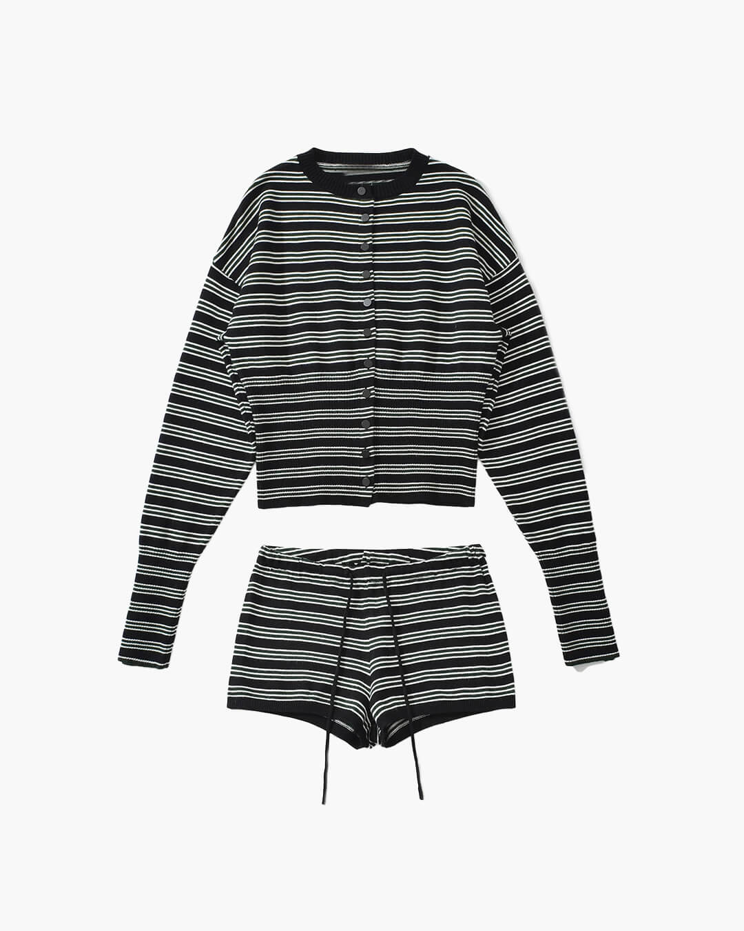 Nicole Striped Cardigan Shorts Set
