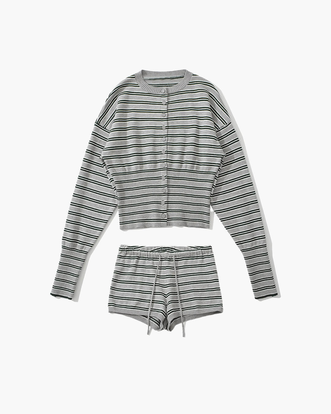 Nicole Striped Cardigan Shorts Set