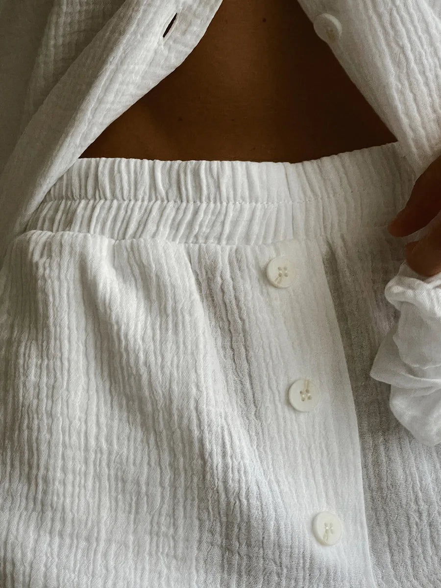 Amanda Cotton Long Sleeved Pajamas Set