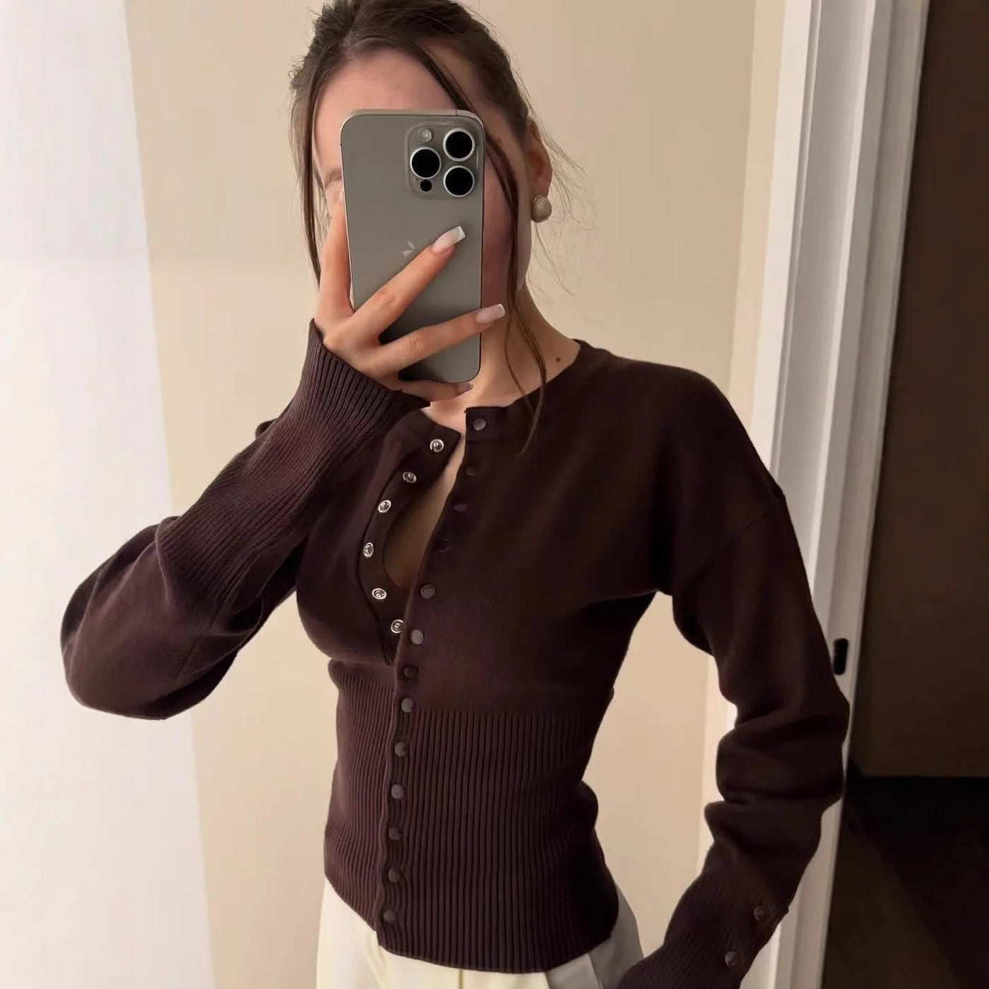 Catherine Buttoned Slim Cardigan