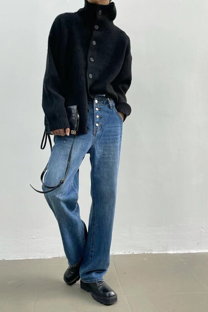 Donna Ribbed Funnel Neck Cardigan