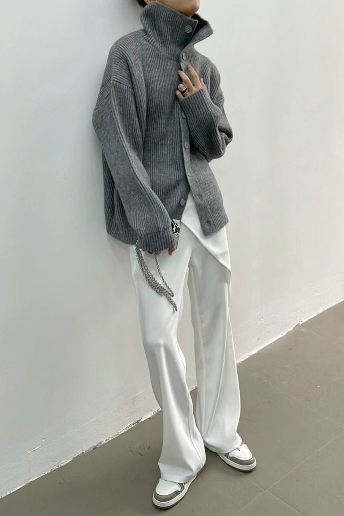 Donna Ribbed Funnel Neck Cardigan