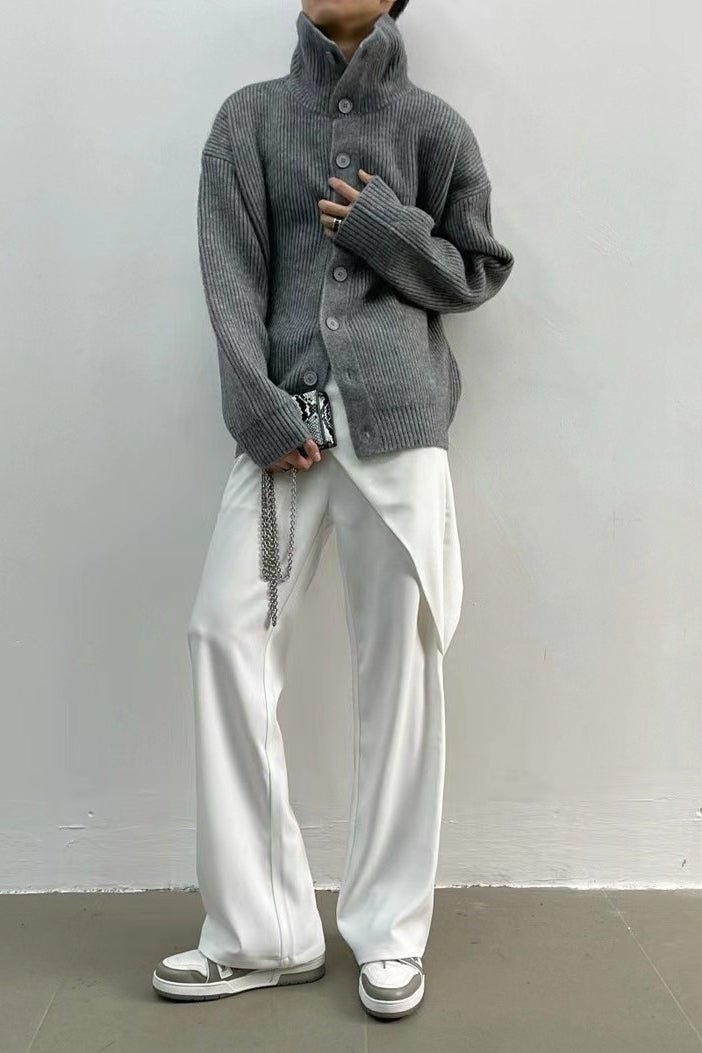 Donna Ribbed Funnel Neck Cardigan