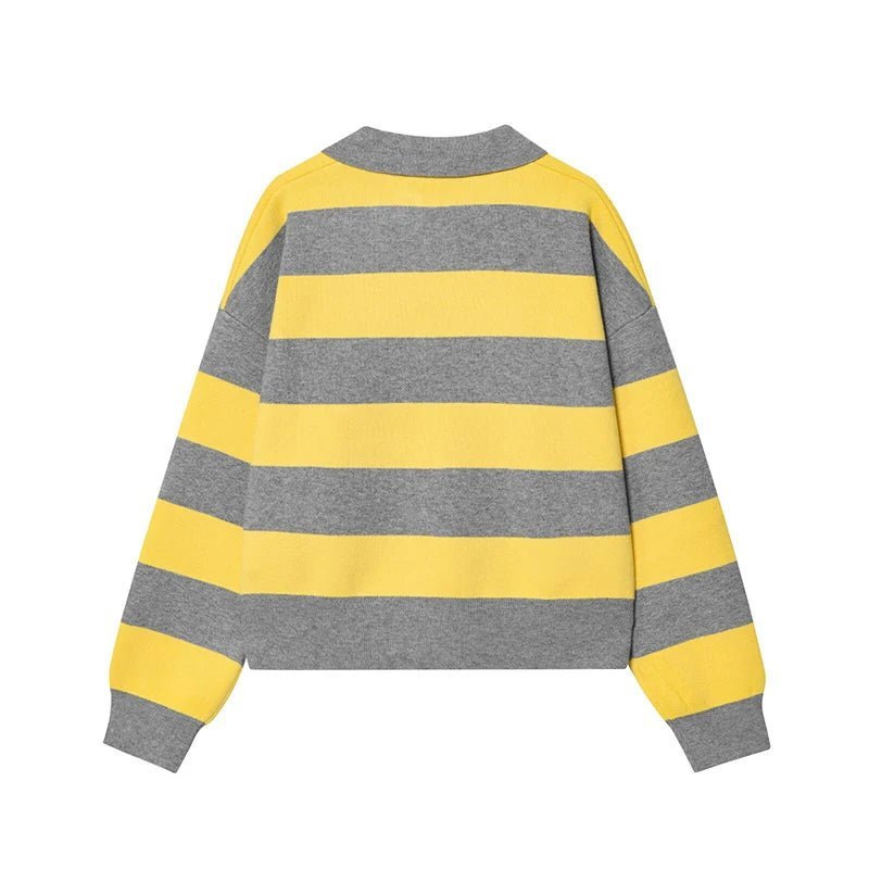 Elena Striped Polo Neck Sweater