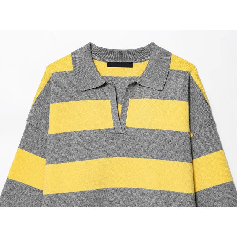 Elena Striped Polo Neck Sweater