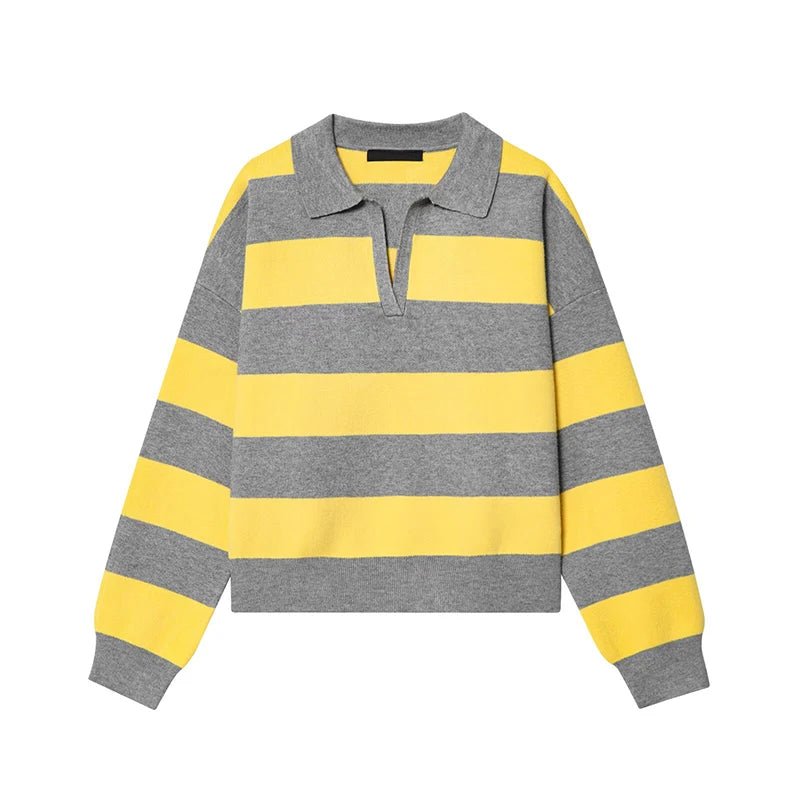 Elena Striped Polo Neck Sweater