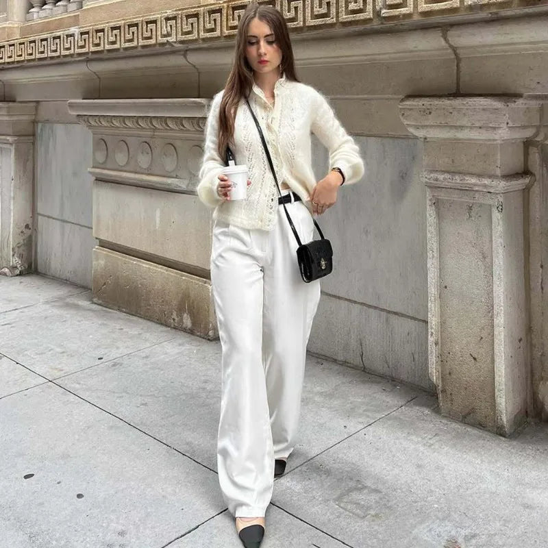 Lia White Lace Knit Cardigan
