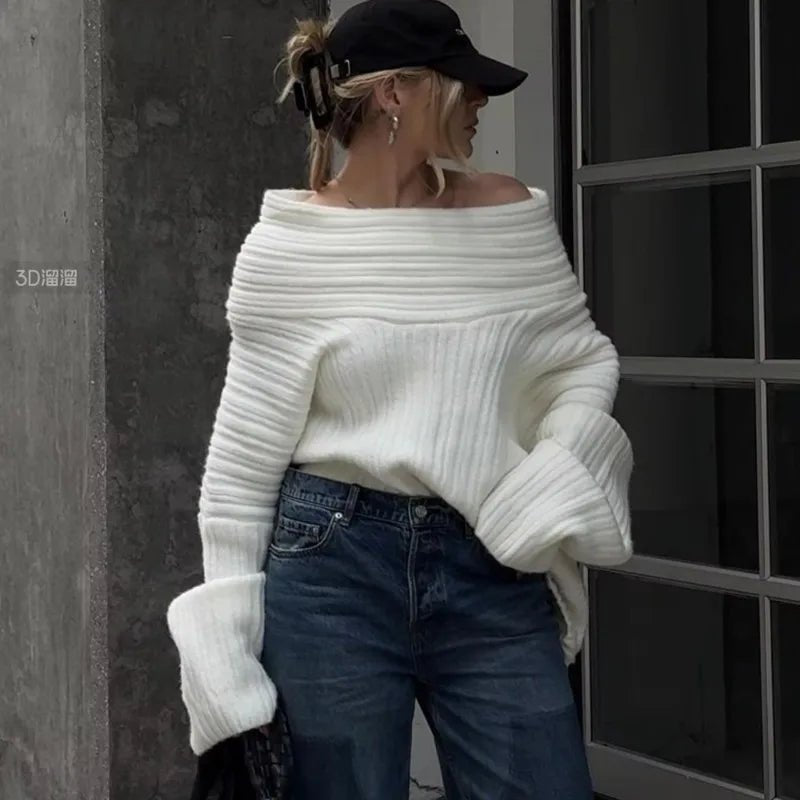 Aelwen Off-Shoulder Knit Sweater