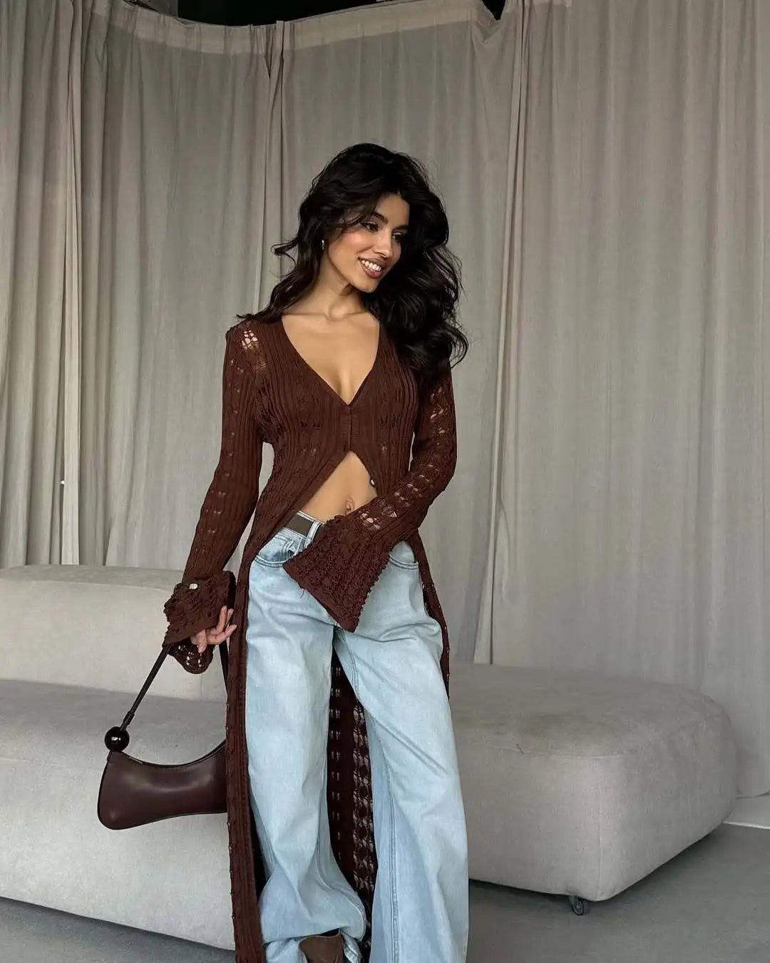 Elena Hollow Knitted Cardigan