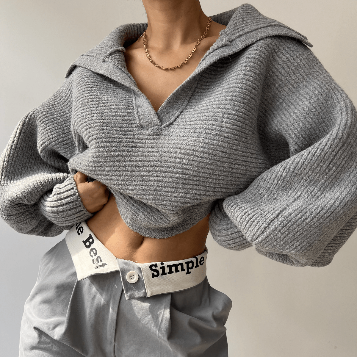 Morgan | Oversized Striktrøje med Polokrave