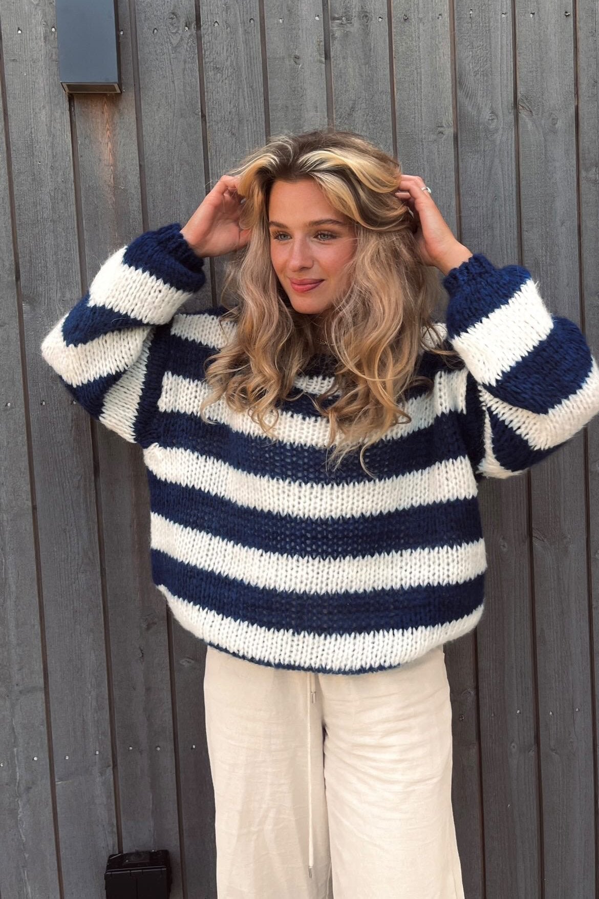 Rose Striped Loose Sweater