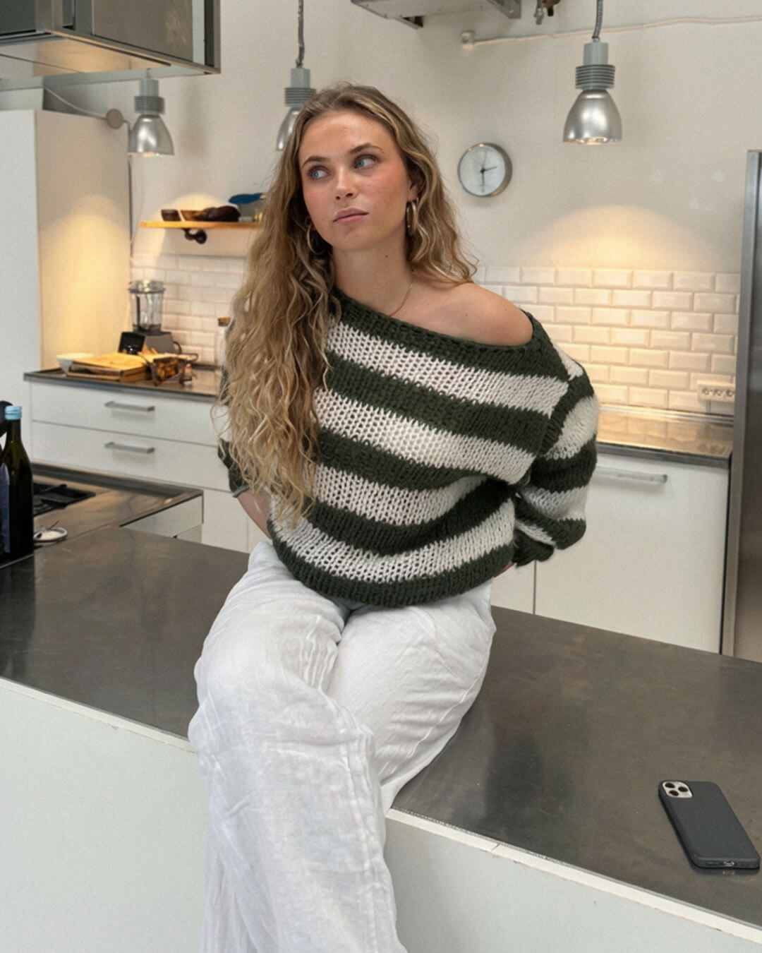 Rose Striped Loose Sweater