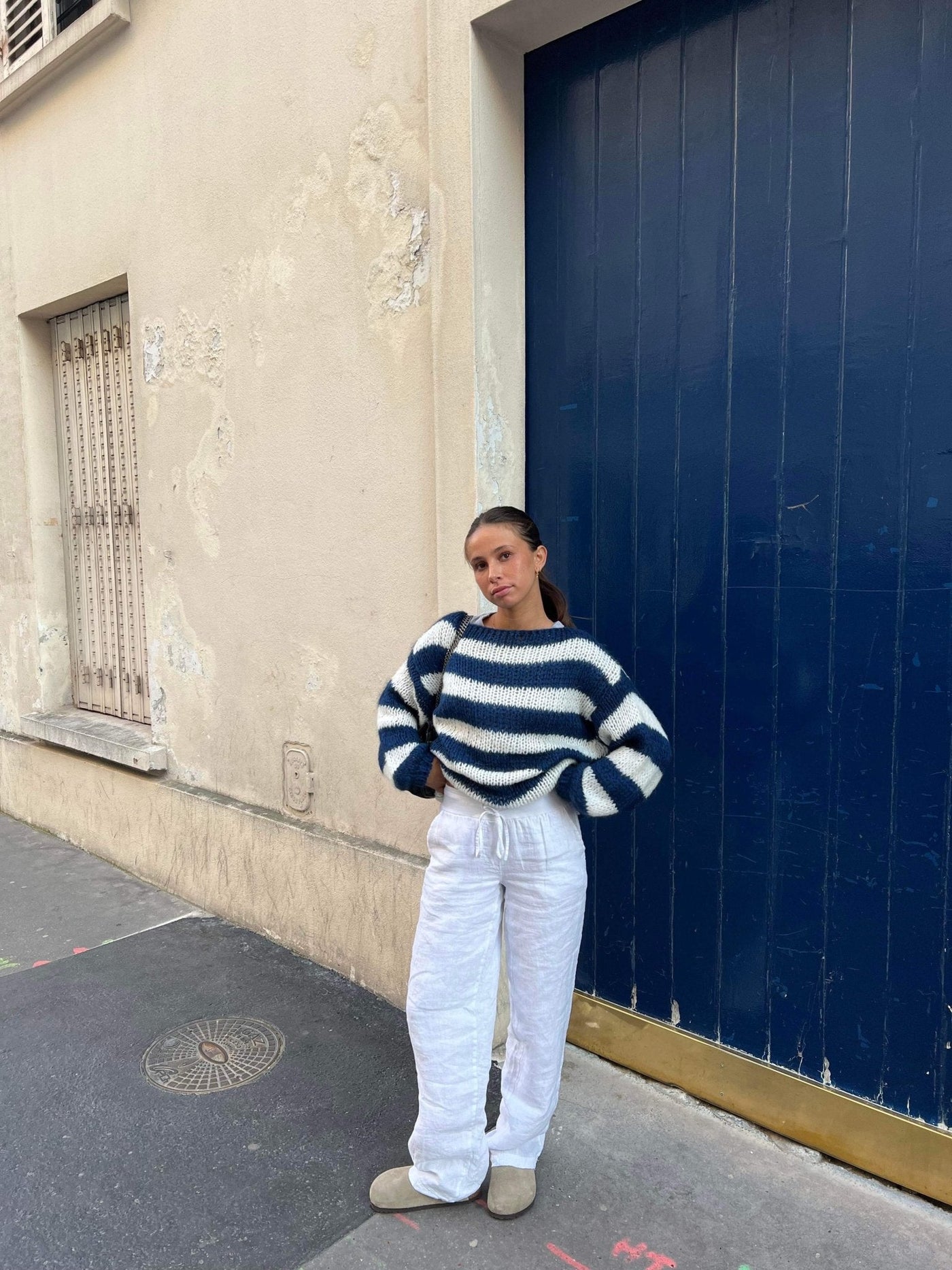 Rose Striped Loose Sweater