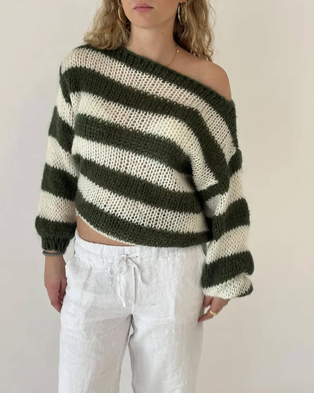 Rose Striped Loose Sweater