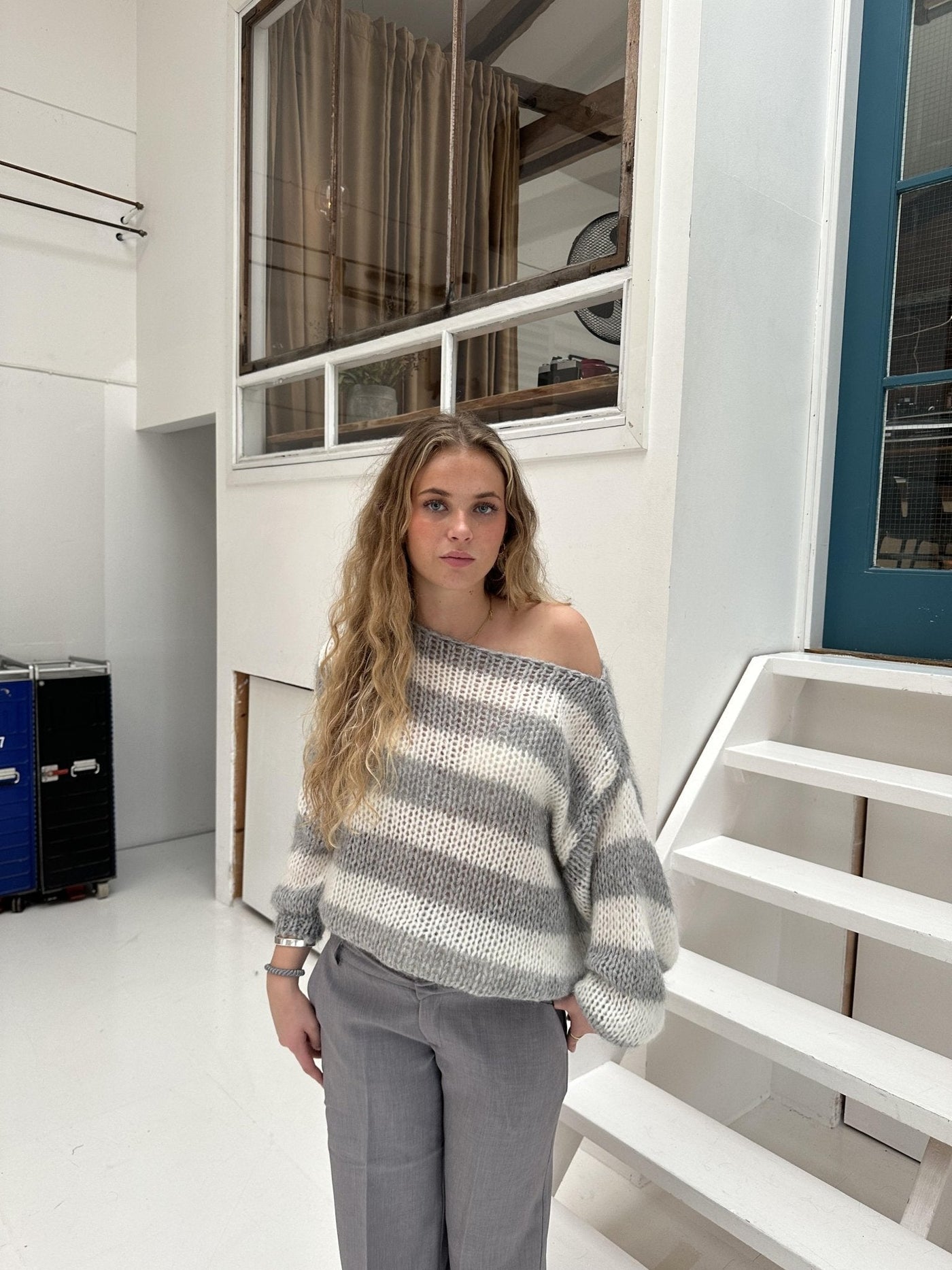 Rose Striped Loose Sweater
