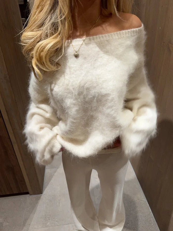Meryl Off-Shoulder Soft Knit Sweater