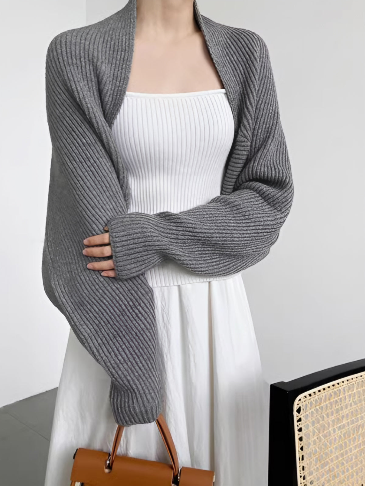 Women's Wool Knit Bolero Shrug Cardigan Sweater Crop Top Jumper