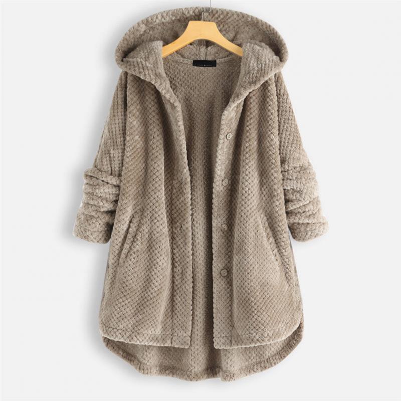Women's Oversized Plush Fleece Hooded Cardigan Coat