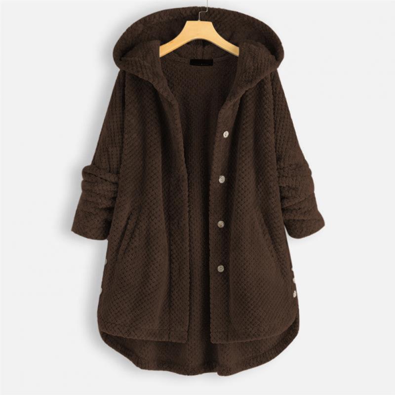 Women's Oversized Plush Fleece Hooded Cardigan Coat